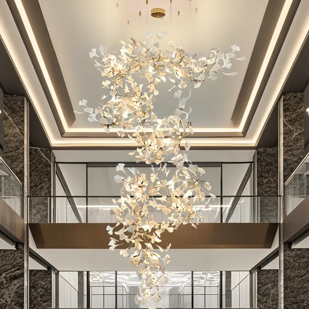 Lustre de luxe à feuilles réglables pour espaces ouverts