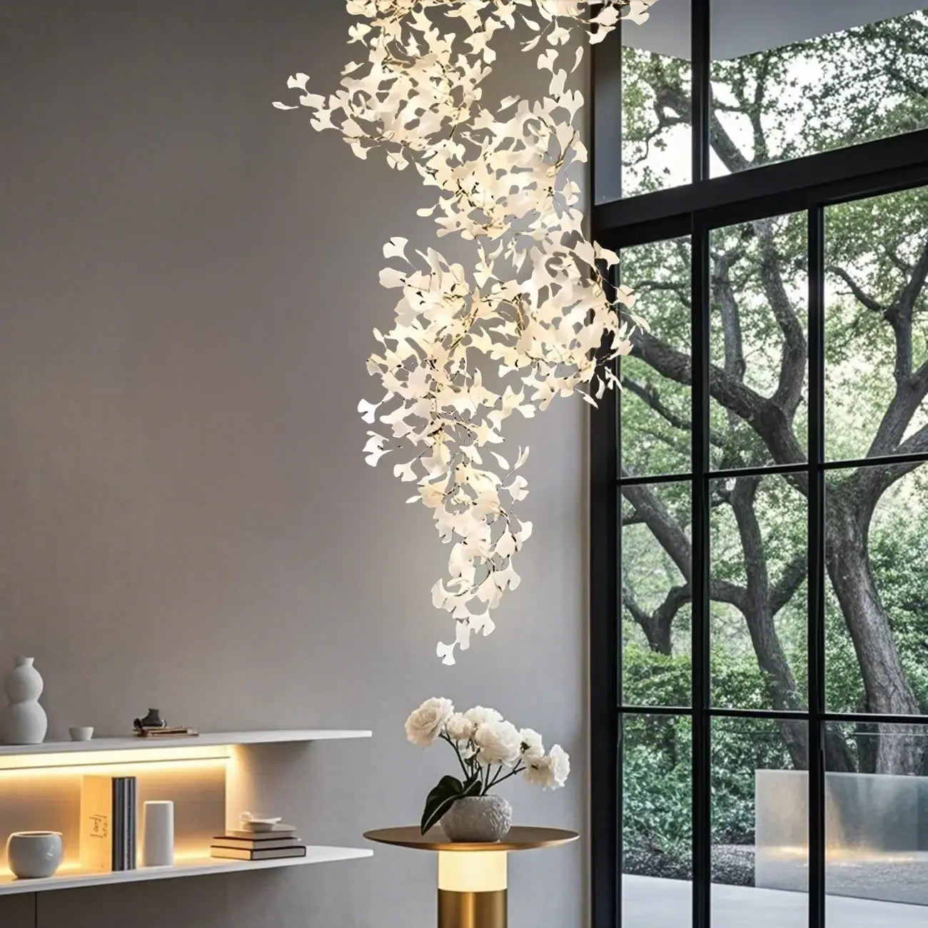 Lustre de luxe à feuilles réglables pour espaces ouverts