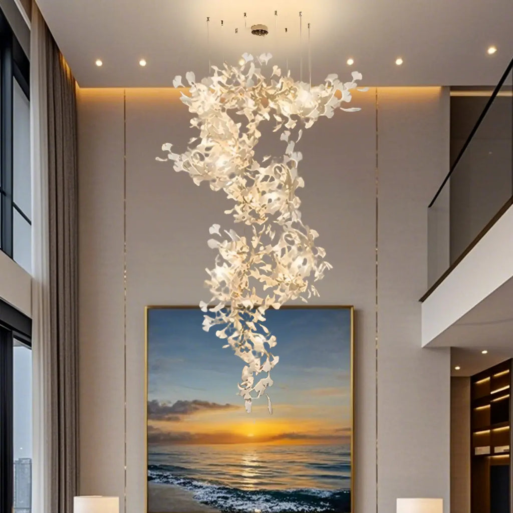 Lustre de luxe à feuilles réglables pour espaces ouverts