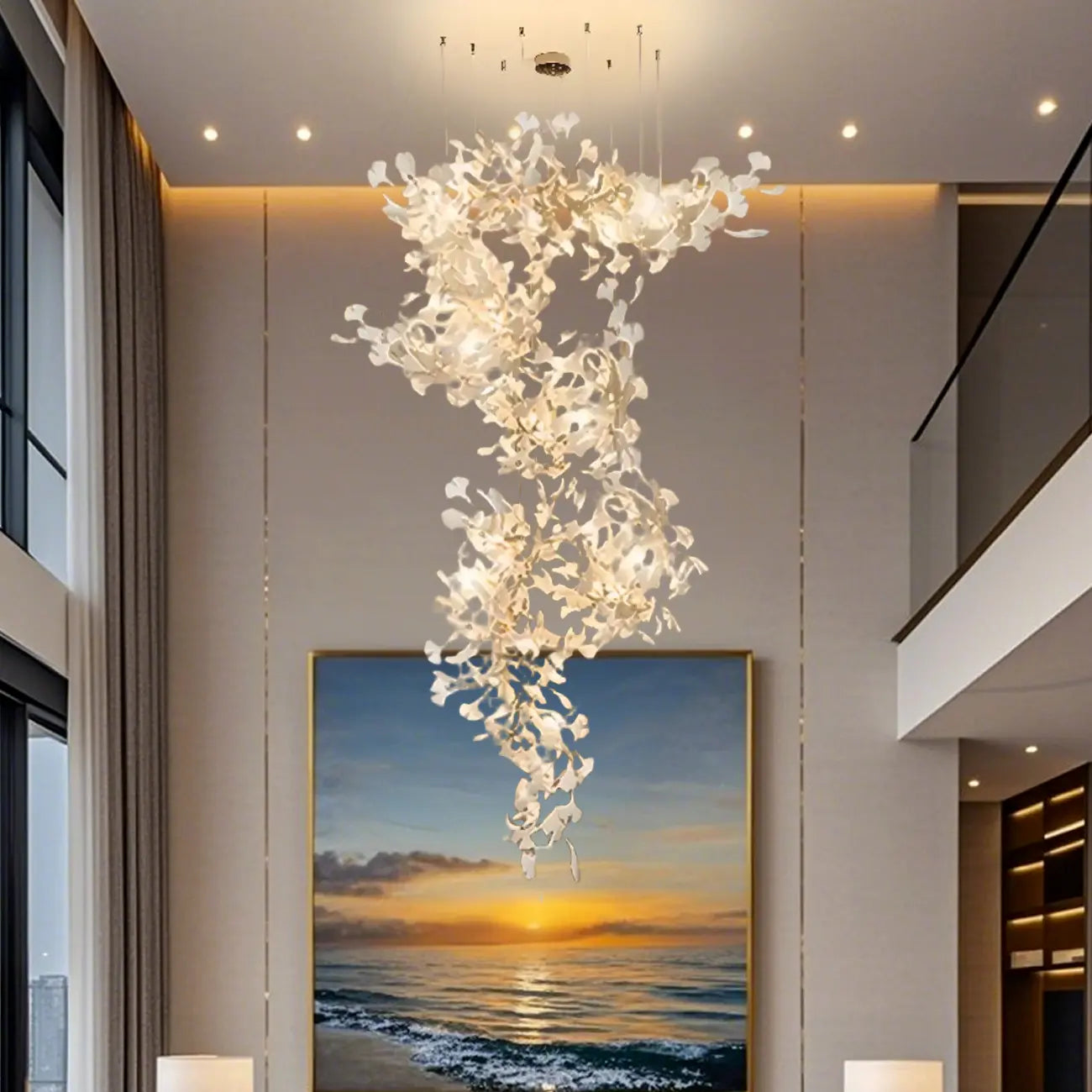 Lustre de luxe à feuilles réglables pour espaces ouverts