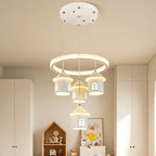 Lustre moderne à 4 lumières LED au design unique.