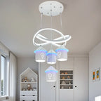 Lustre moderne à 4 lumières LED au design unique.