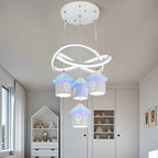 Lustre moderne à 4 lumières LED au design unique.