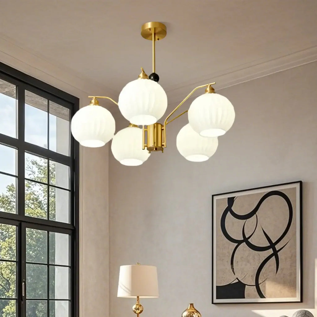 Lustre moderne à 8 lumières en verre avec globe et hauteur réglable