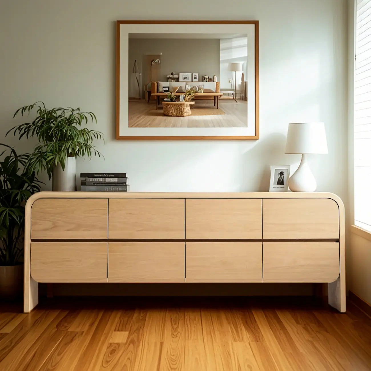Comò elegante in legno da 19.5"L con 8 cassetti per camera da letto