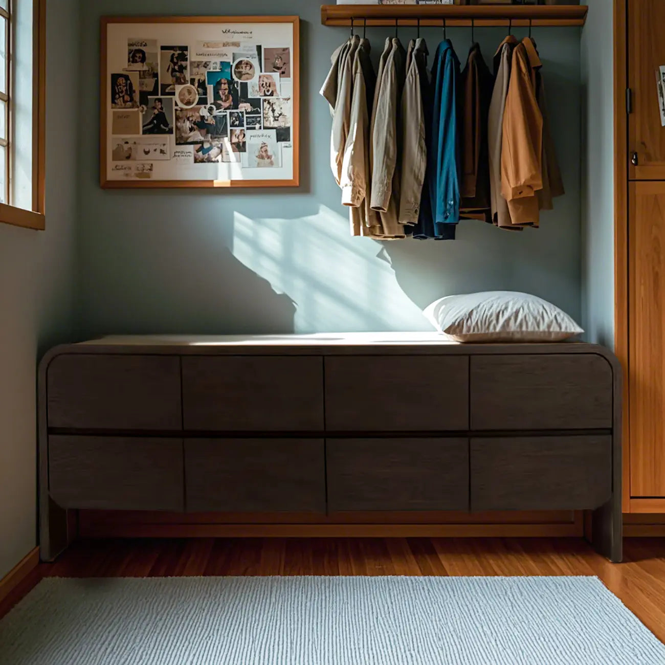 Comò elegante in legno da 19.5"L con 8 cassetti per camera da letto