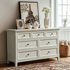 Commode double contemporaine en bois blanc pour chambre à coucher