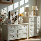 Commode double contemporaine en bois blanc pour chambre à coucher