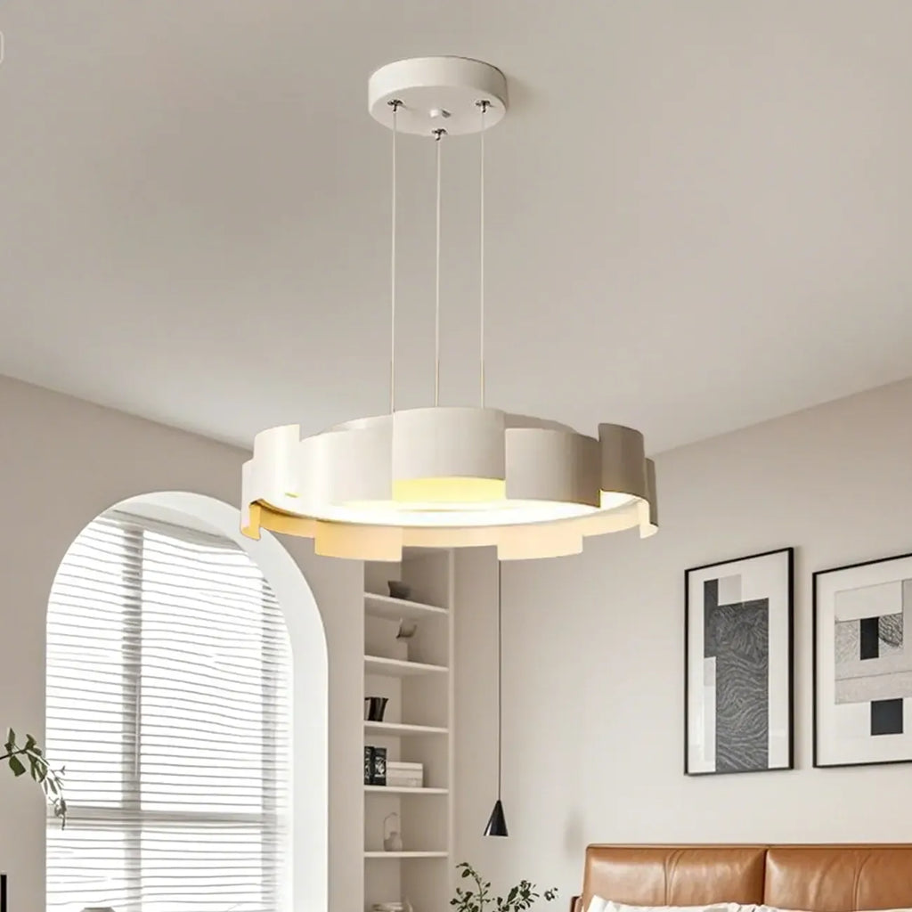 Lustre moderne rond à LED blanches réglable