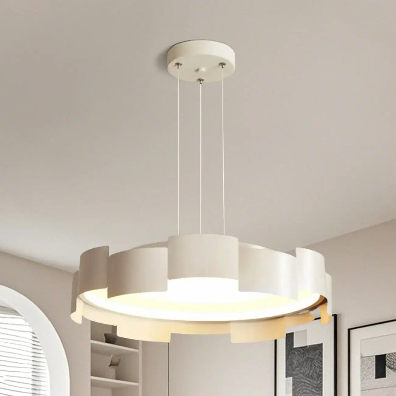 Lustre moderne rond à LED blanches réglable