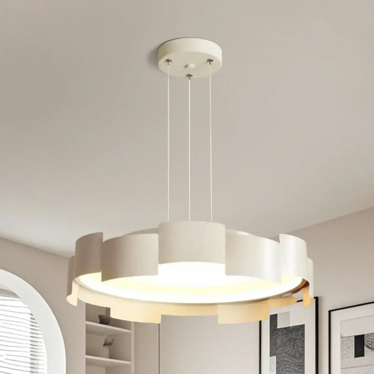 Lustre moderne rond à LED blanches réglable