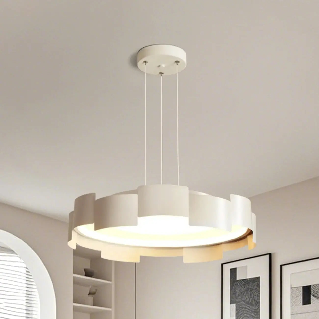 Lustre moderne rond à LED blanches réglable