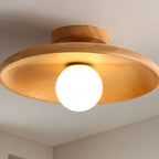 Plafonnier semi-encastré vintage en bois massif pour entrée
