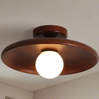 Plafonnier semi-encastré vintage en bois massif pour entrée