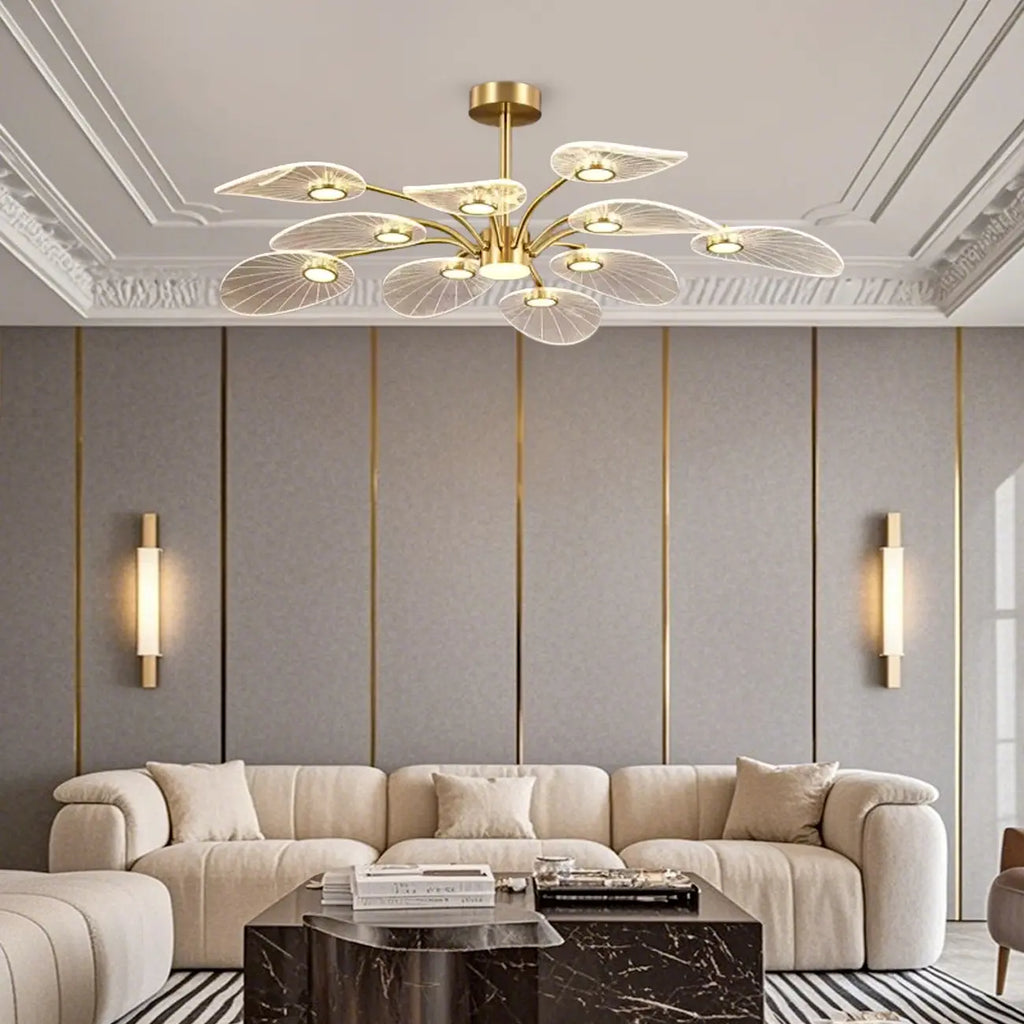 Plafonnier LED semi-encastré de luxe en forme de feuille pour chambre à coucher