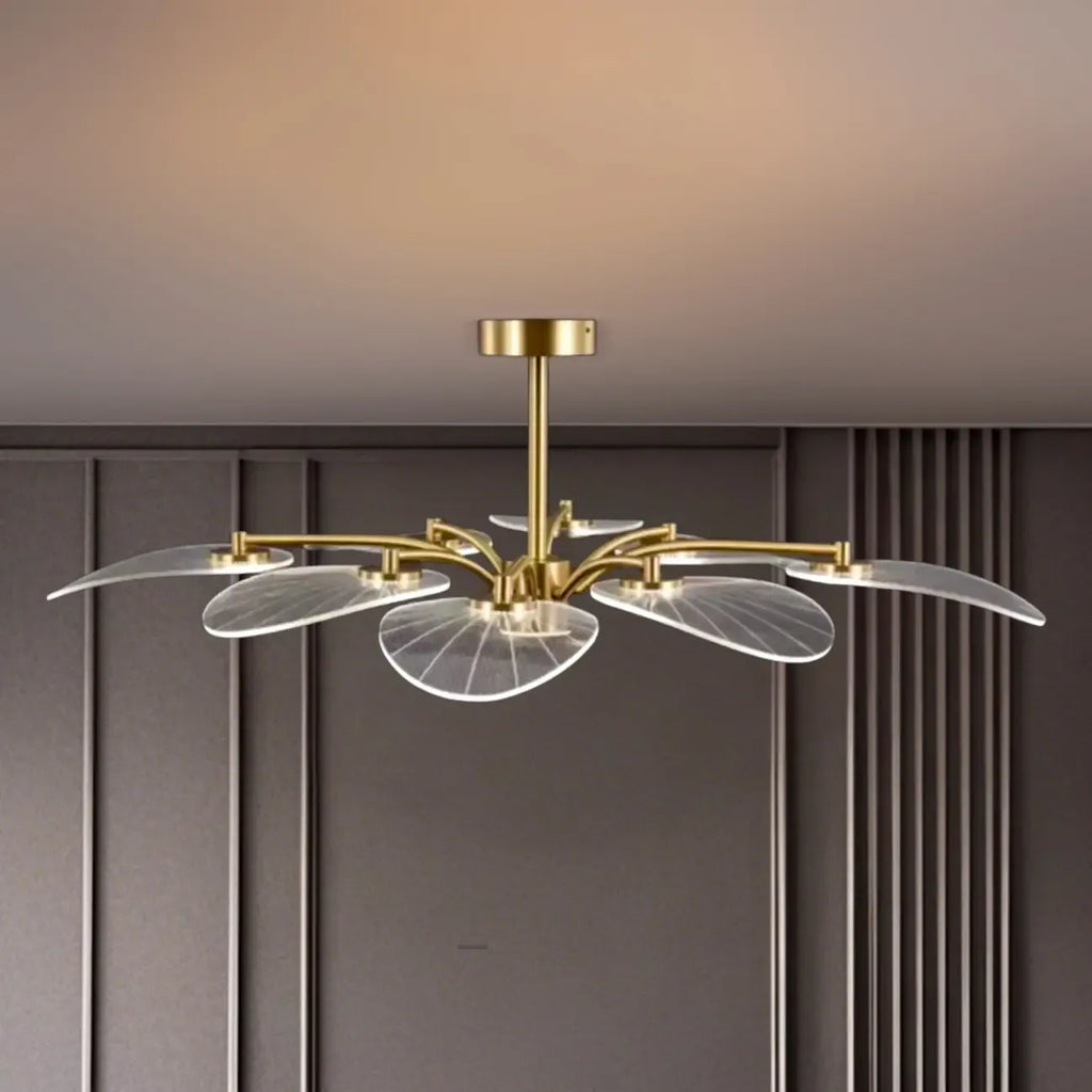 Plafonnier LED semi-encastré de luxe en forme de feuille pour chambre à coucher