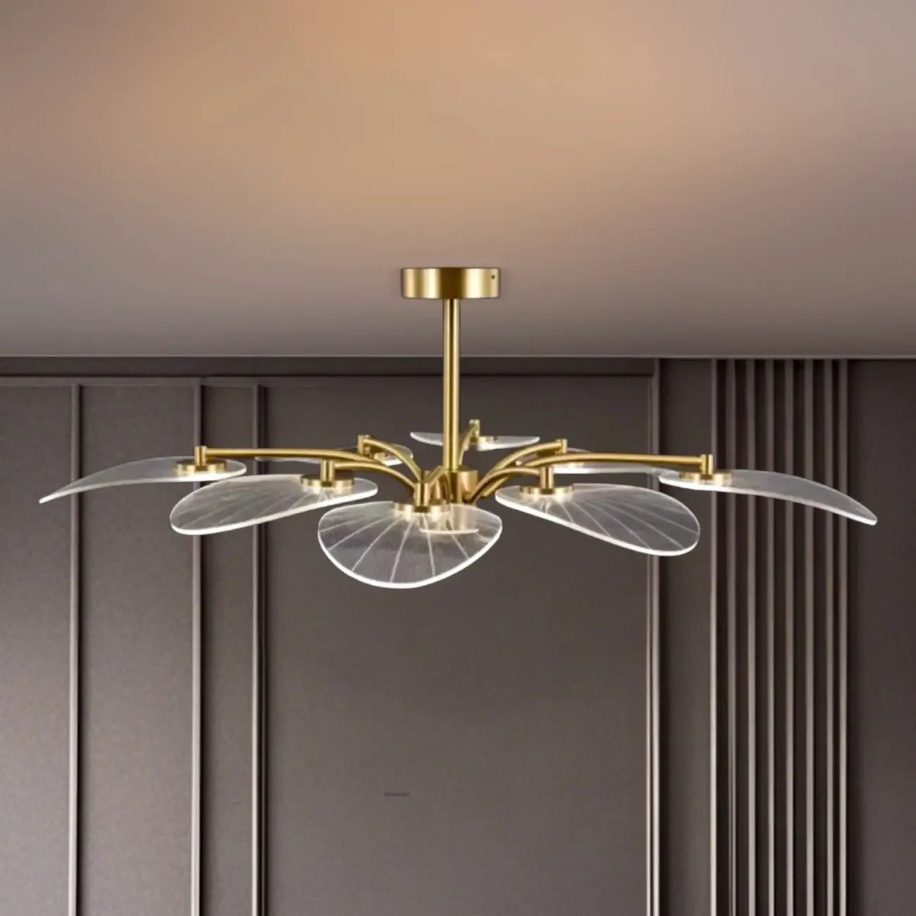 Plafonnier LED semi-encastré de luxe en forme de feuille pour chambre à coucher