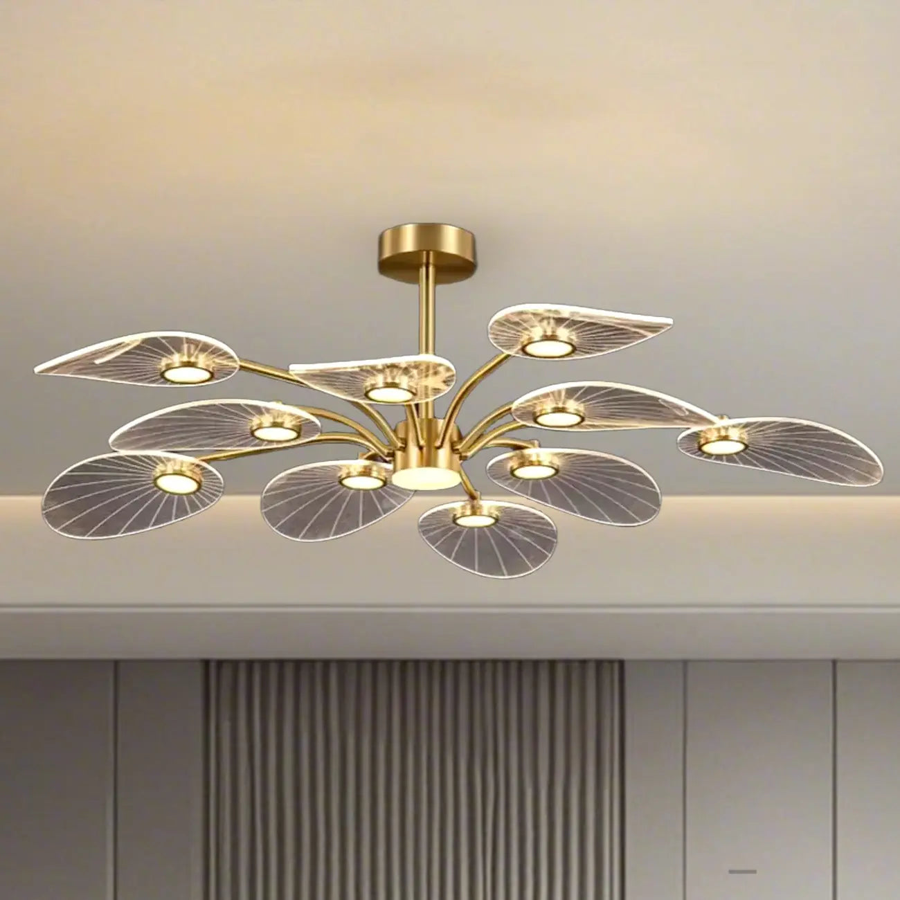 Plafonnier LED semi-encastré de luxe en forme de feuille pour chambre à coucher