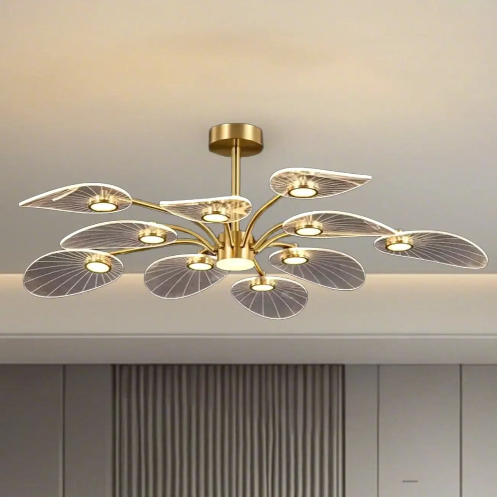 Plafonnier LED semi-encastré de luxe en forme de feuille pour chambre à coucher