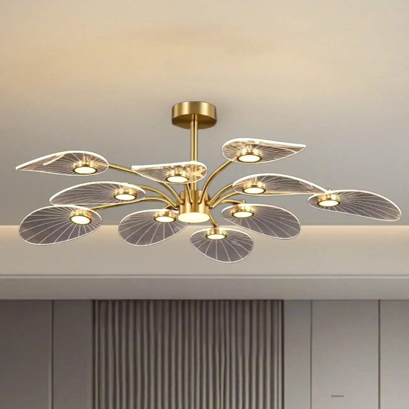Plafonnier LED semi-encastré de luxe en forme de feuille pour chambre à coucher