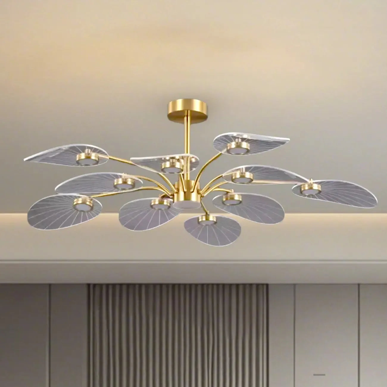 Plafonnier LED semi-encastré de luxe en forme de feuille pour chambre à coucher