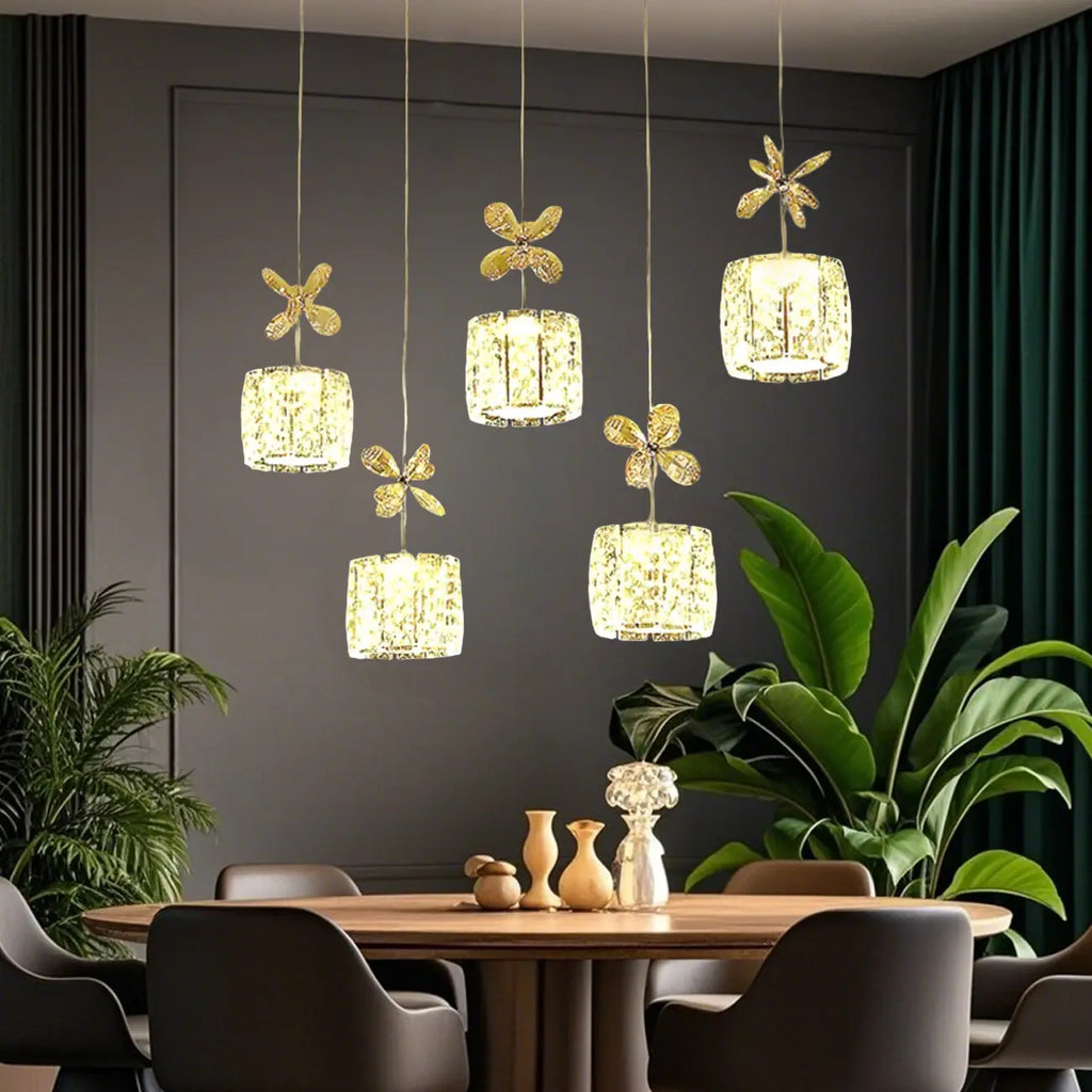 Suspension élégante et moderne en cristal pour îlot de cuisine
