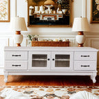 Mobile TV rettangolare in legno bianco stile country francese con contenitore