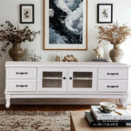 Mobile TV rettangolare in legno bianco stile country francese con contenitore