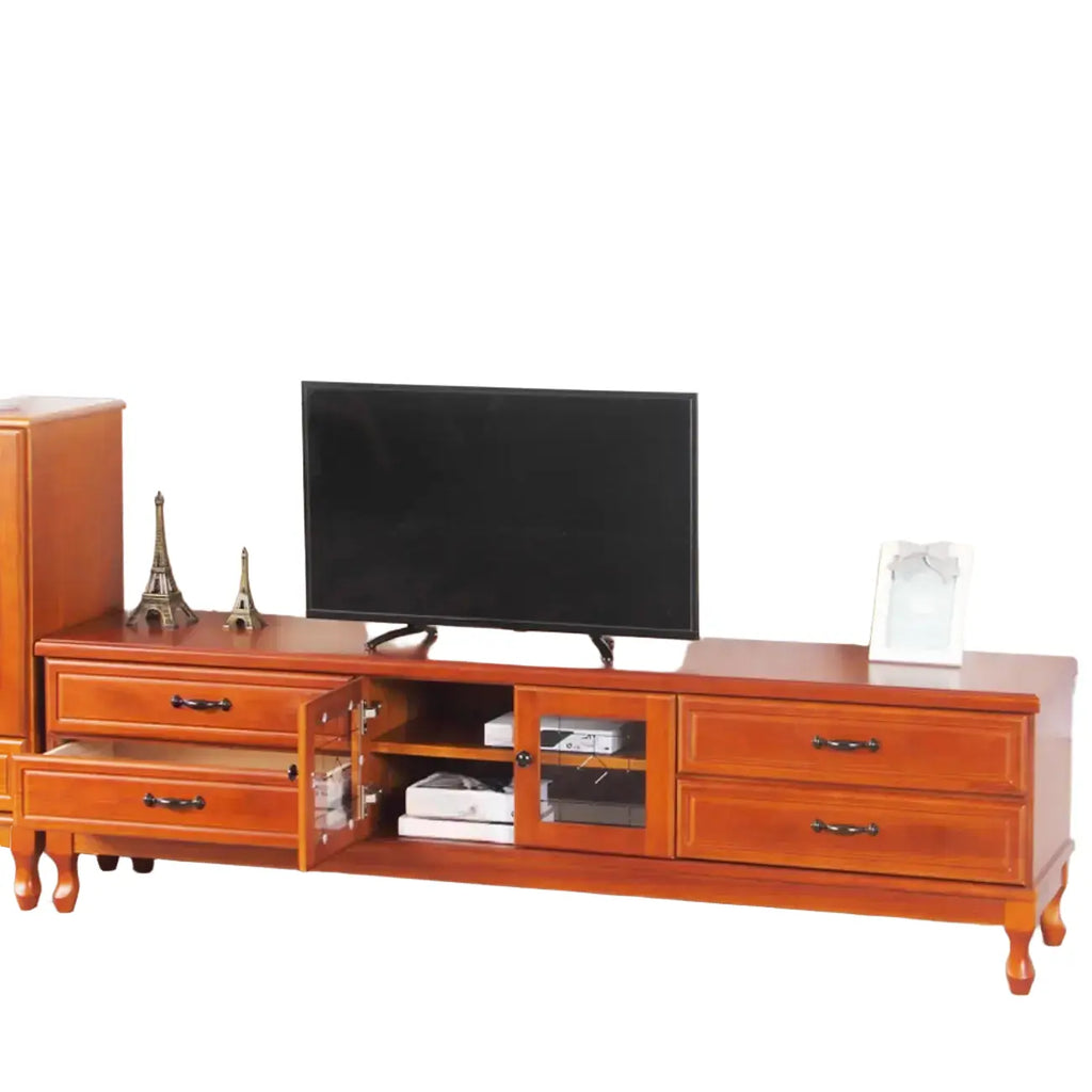 Mobile TV rettangolare in legno bianco stile country francese con contenitore