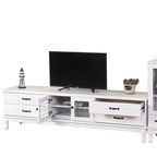 Mobile TV rettangolare in legno bianco stile country francese con contenitore