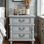 Table de chevet élégante en bois blanc avec 3 tiroirs de rangement