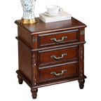 Table de chevet élégante en bois blanc avec 3 tiroirs de rangement