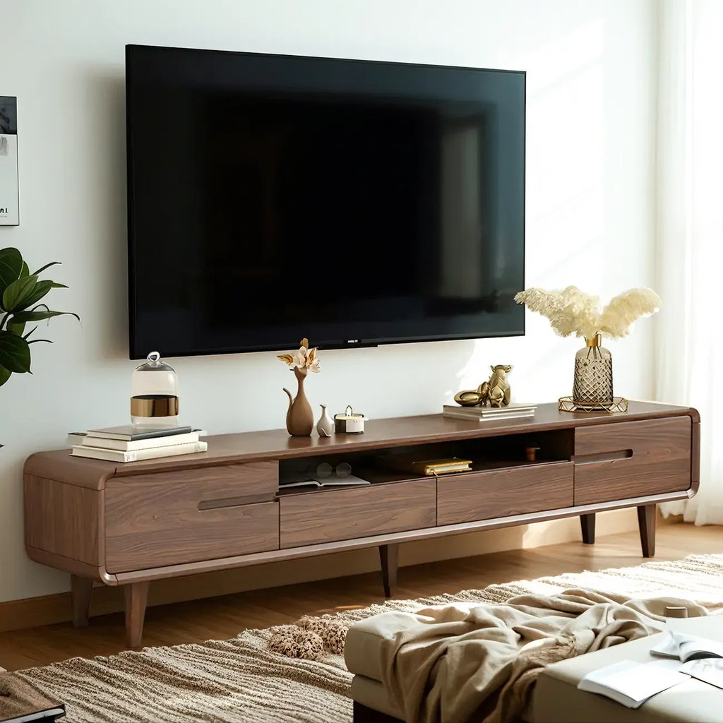 Mobile TV con ripiano regolabile in legno marrone 55" con vano a giorno