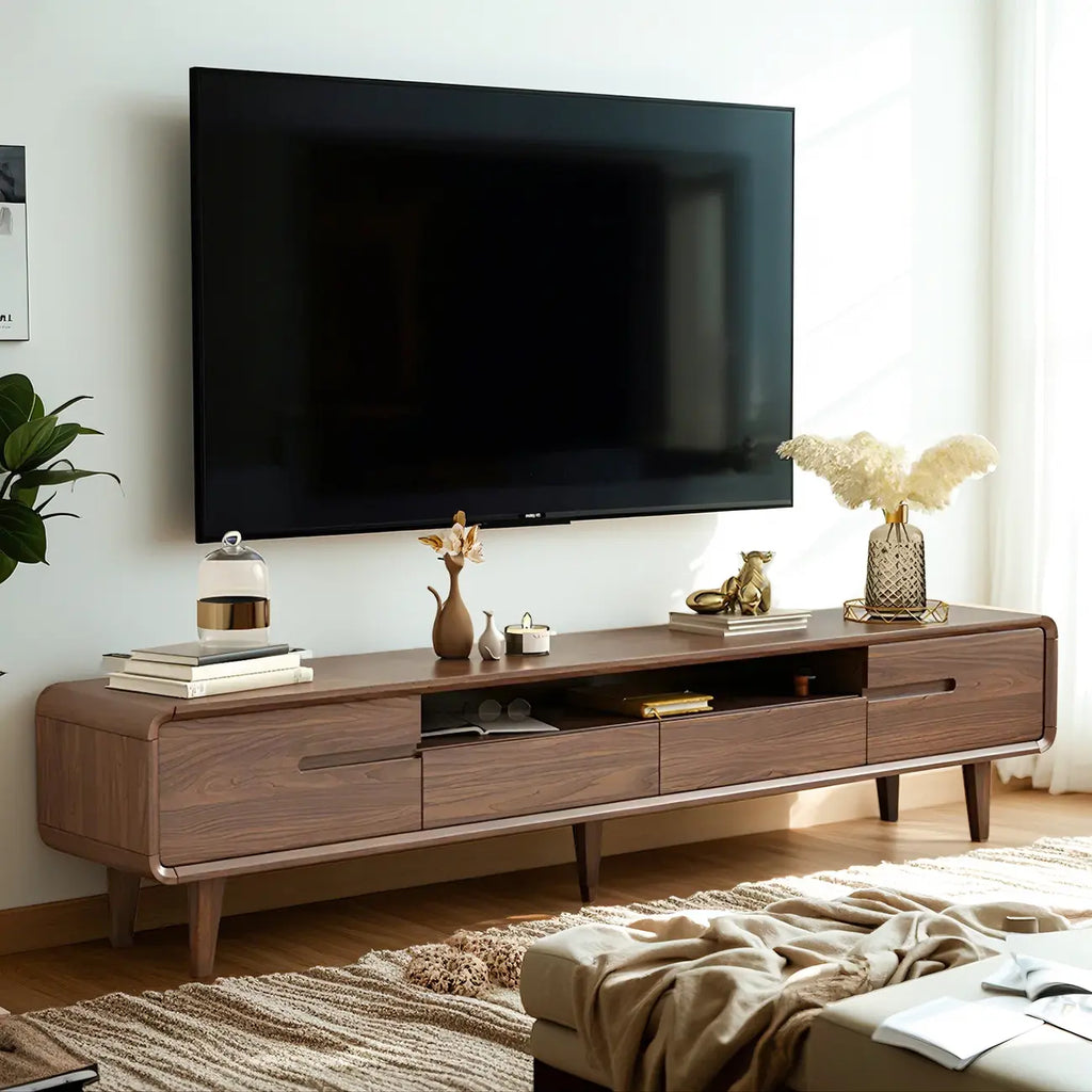 Mobile TV con ripiano regolabile in legno marrone 55" con vano a giorno