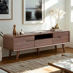Mobile TV con ripiano regolabile in legno marrone 55" con vano a giorno
