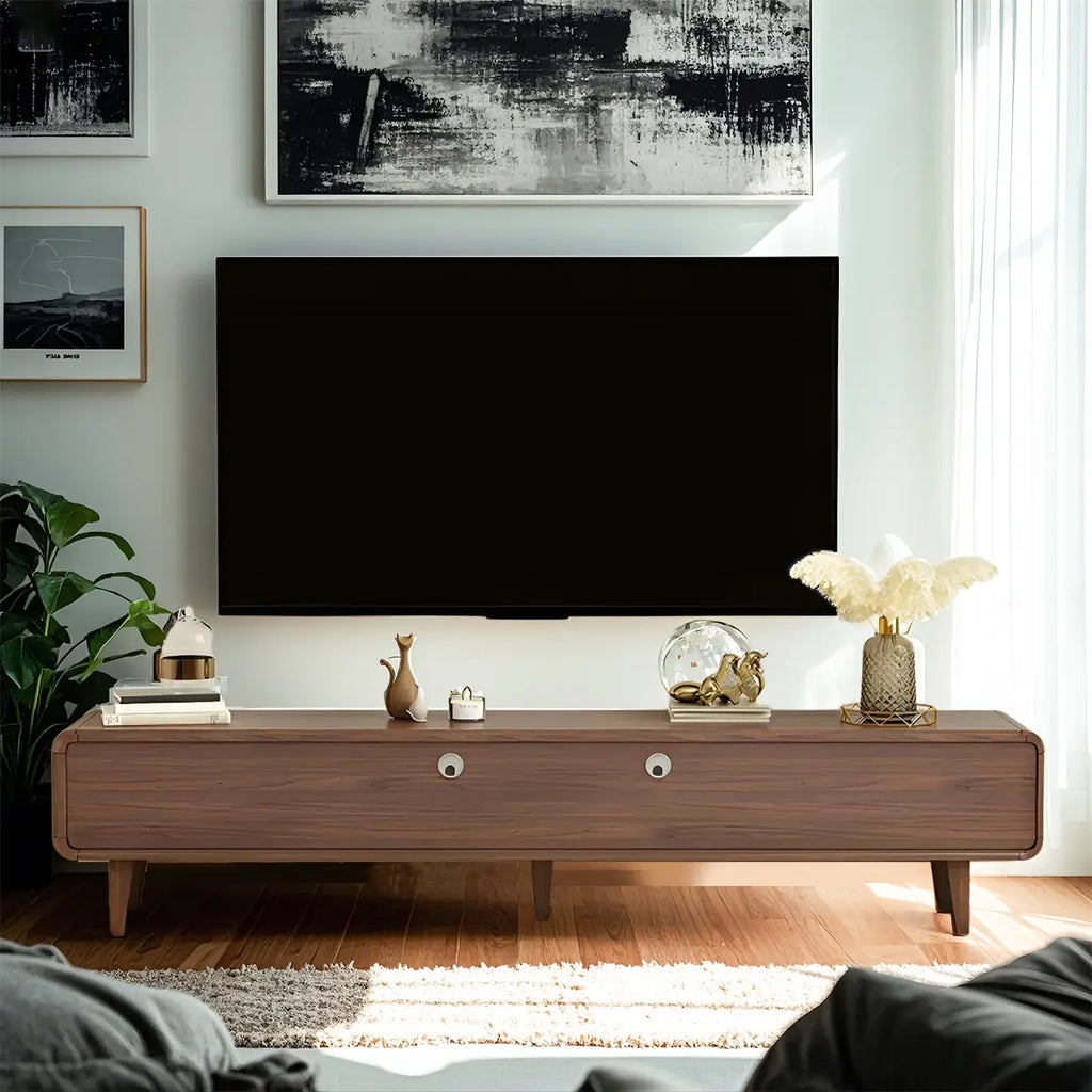 Mobile TV con ripiano regolabile in legno marrone 55" con vano a giorno