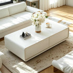 Table basse rectangulaire blanche, élégante et minimaliste, avec 4 tiroirs