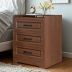 Table de chevet classique étroite en bois blanc avec 3 tiroirs