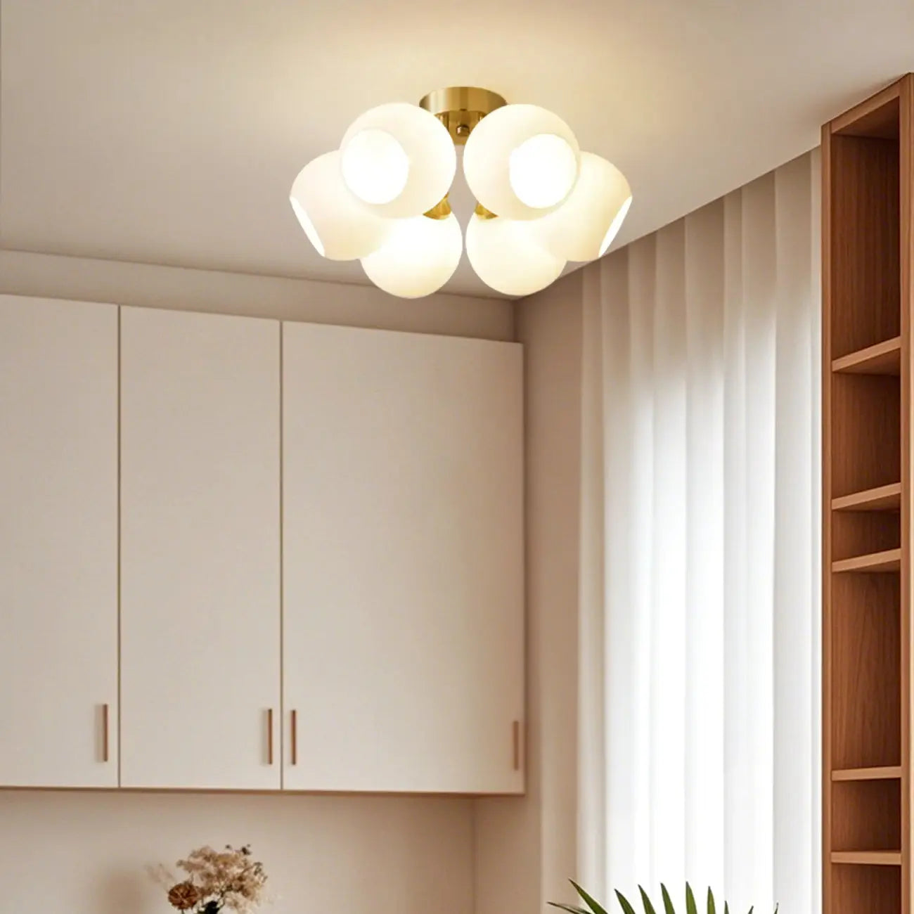 Plafonnier semi-encastré moderne à globe pour chambre à coucher