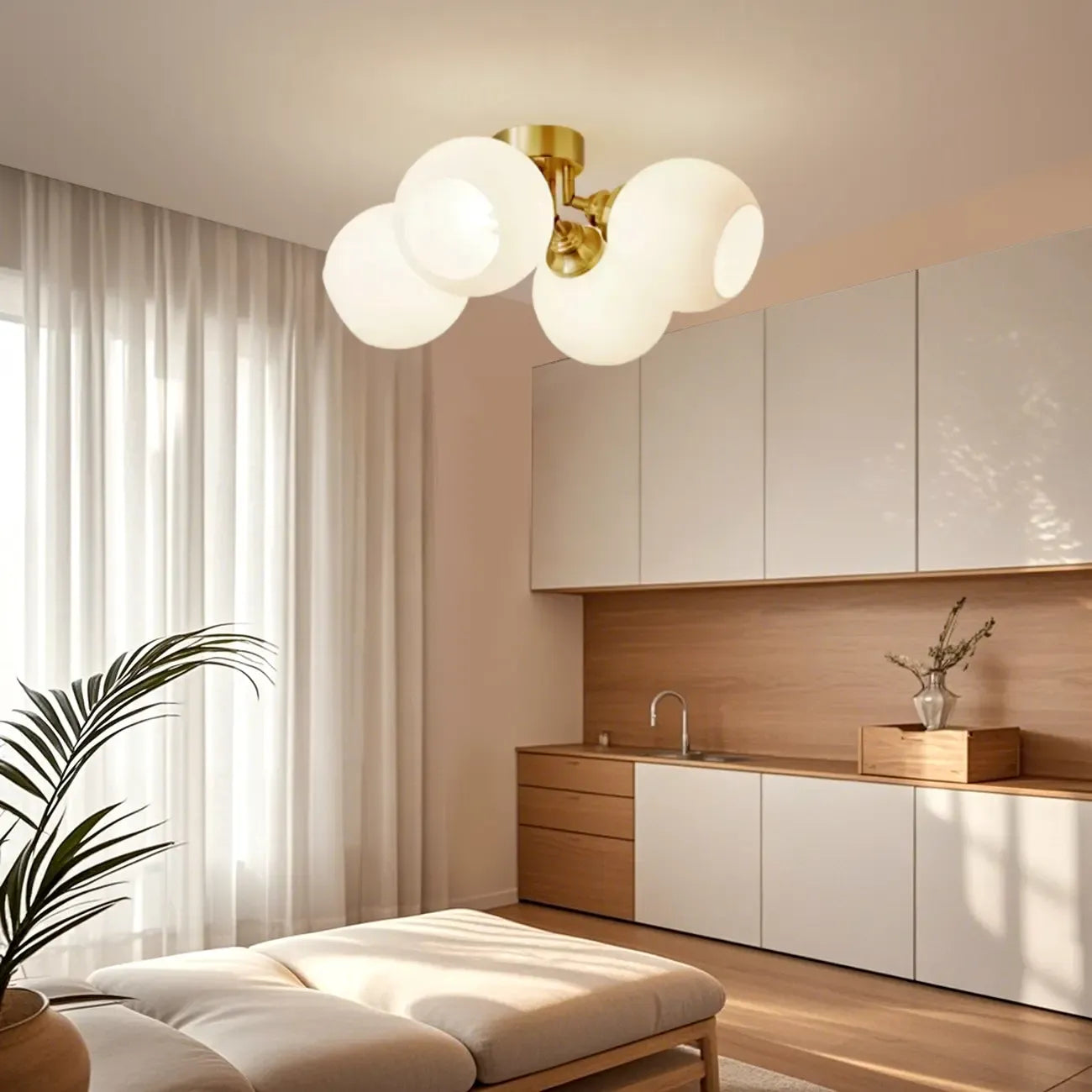 Plafonnier semi-encastré moderne à globe pour chambre à coucher