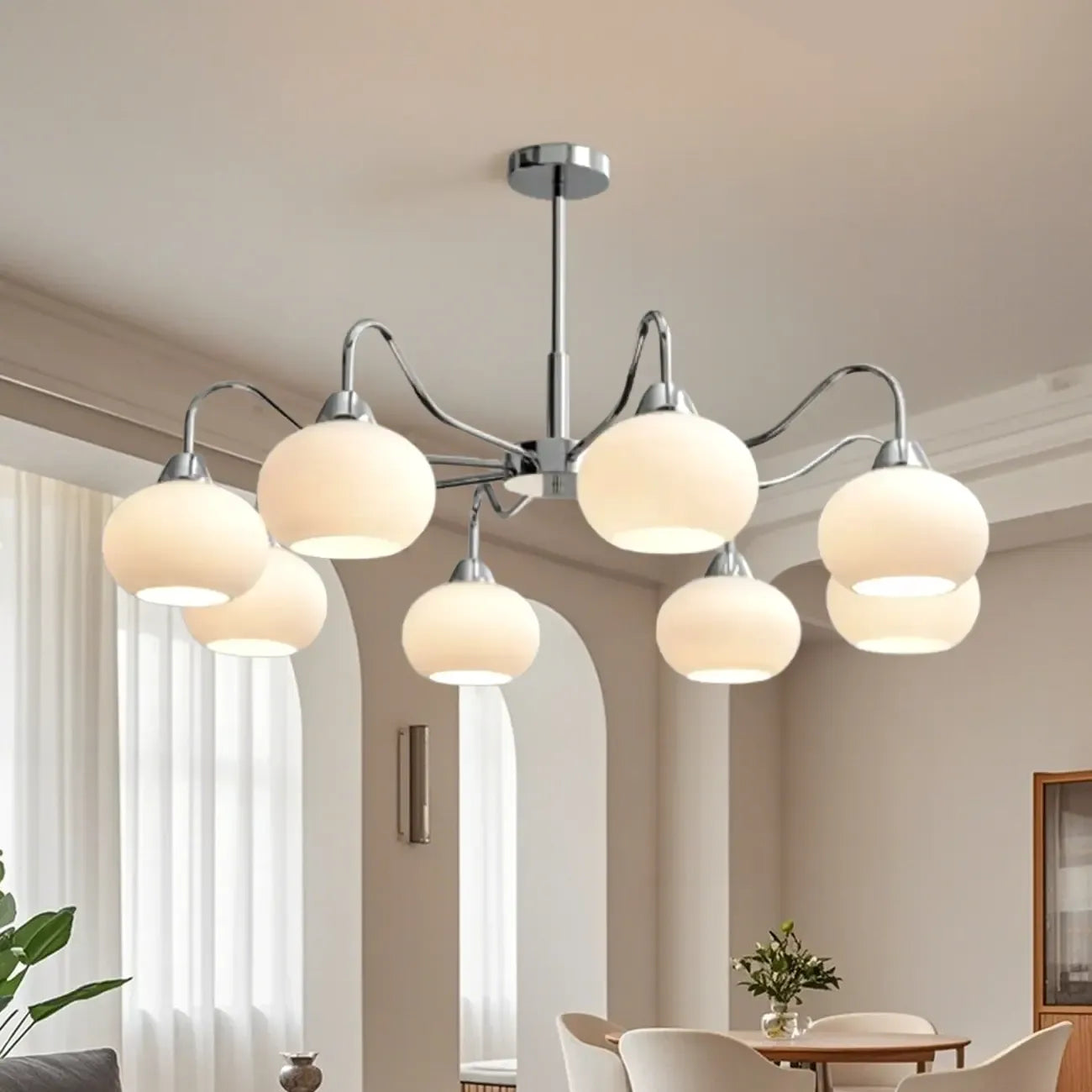 Lustre moderne en verre avec abat-jour globe pour salon