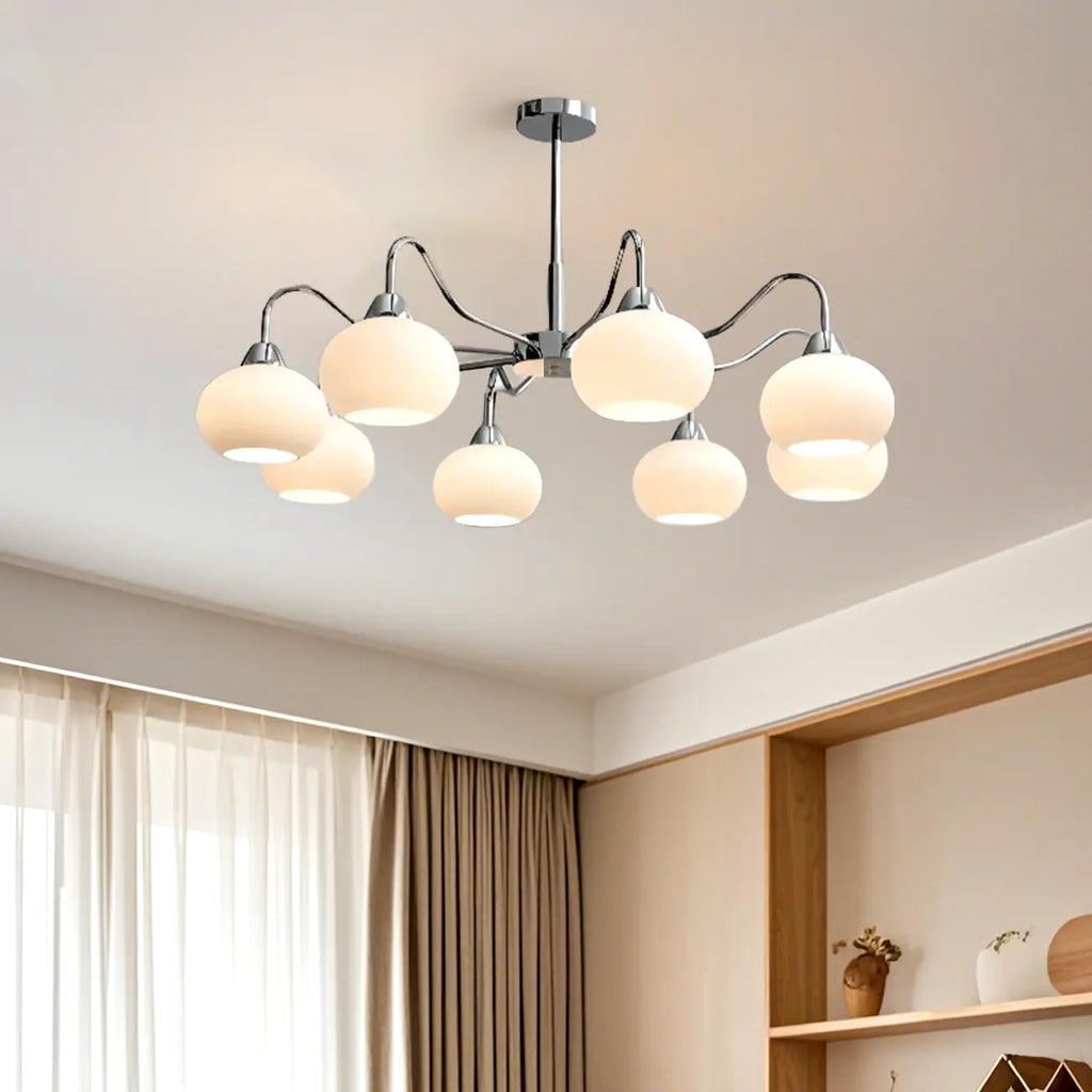 Lustre moderne en verre avec abat-jour globe pour salon