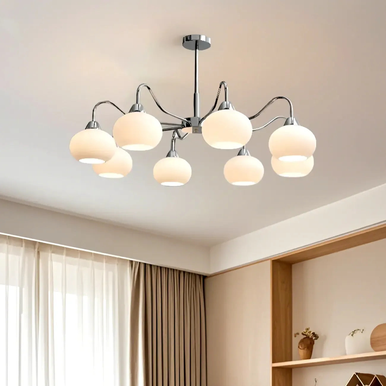 Lustre moderne en verre avec abat-jour globe pour salon