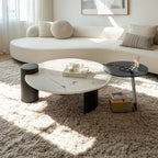 Ensemble de tables basses gigognes rondes en marbre au design moderne