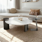 Ensemble de tables basses gigognes rondes en marbre au design moderne