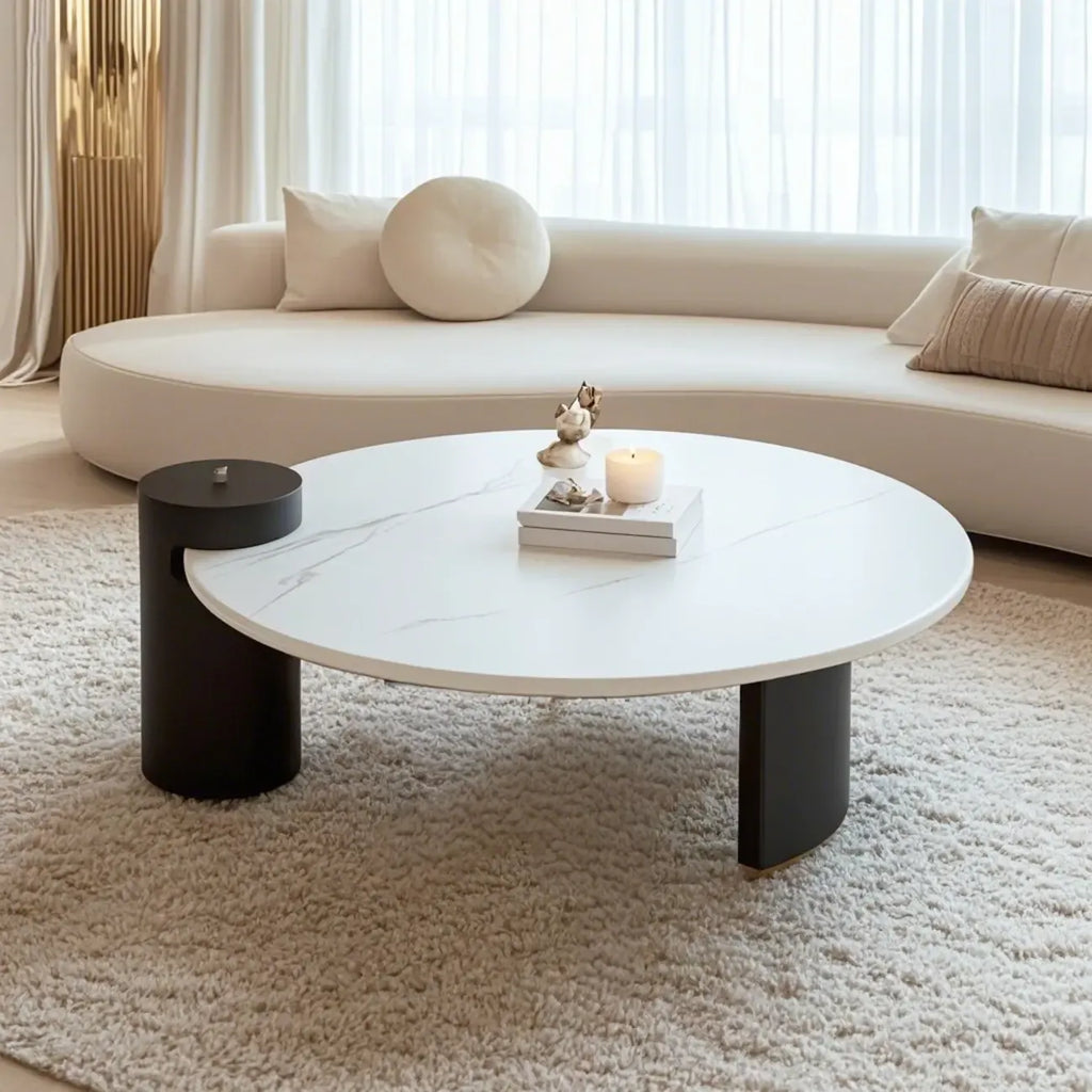 Ensemble de tables basses gigognes rondes en marbre au design moderne