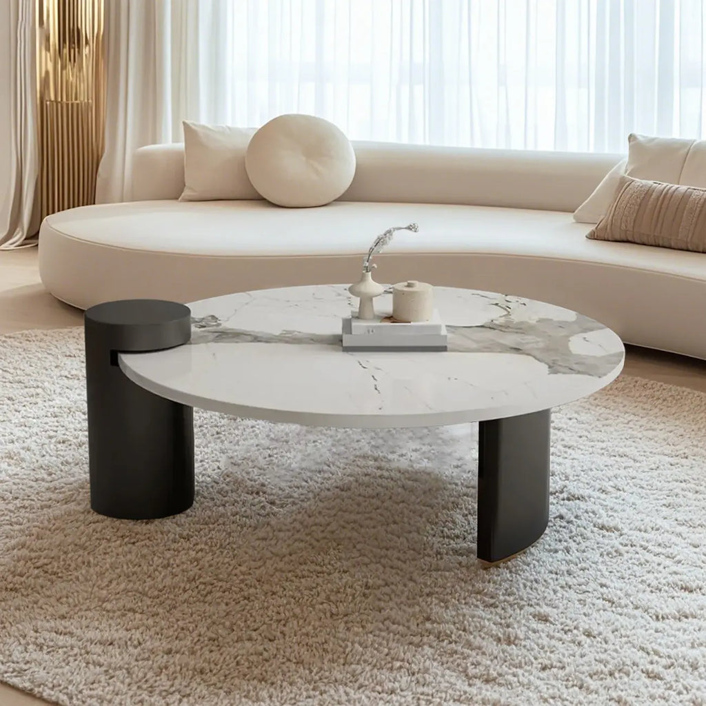 Ensemble de tables basses gigognes rondes en marbre au design moderne