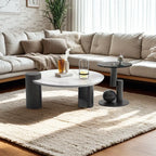 Ensemble de tables basses gigognes rondes en marbre au design moderne