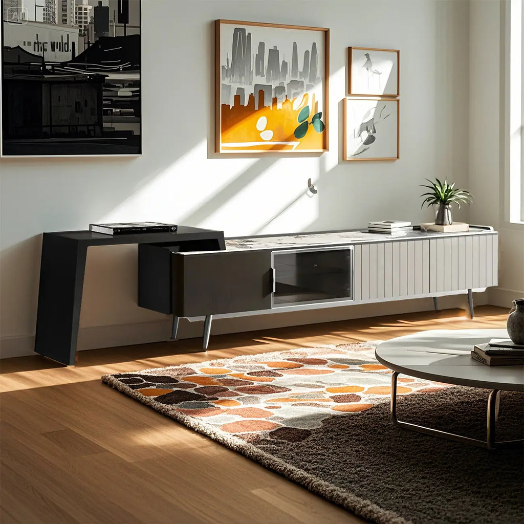 Mobile TV 71 Black Stone Side Extension Storage con cassetti