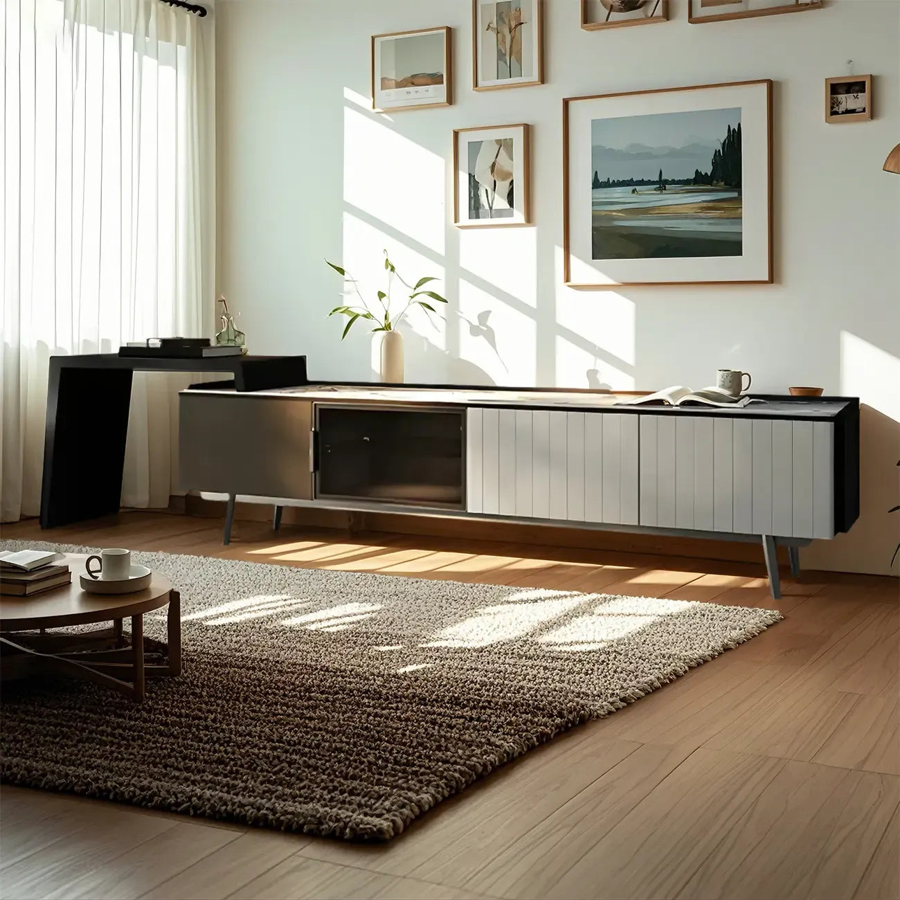 Mobile TV 71 Black Stone Side Extension Storage con cassetti